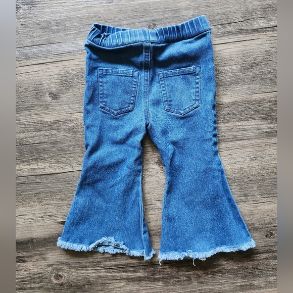 Bailey's Blossoms Blue Denim Flare Bell Bottom Jeans - Picture 2 of 3